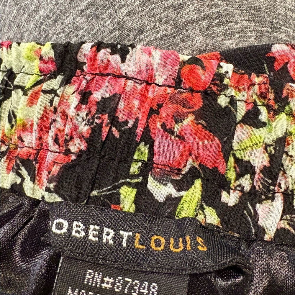 Robert Louis Gypsy Floral Maxi Skirt XL Black Pink Boho Partial Lined Sheer Hem - Picture 6 of 7